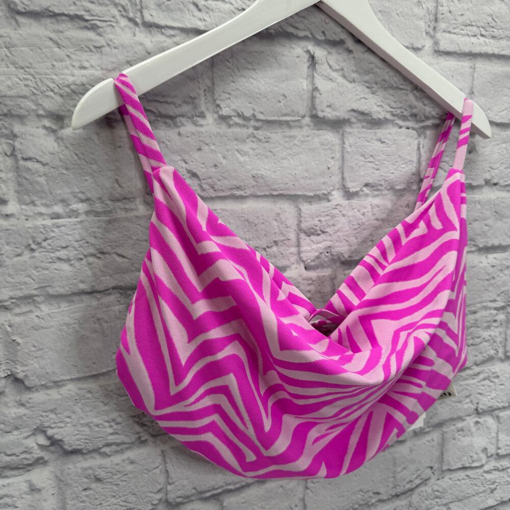 Jessica Simpson Tulip Electric Zebra Bikini Top Size XL Pink Cowl Neck New - Picture 3 of 5